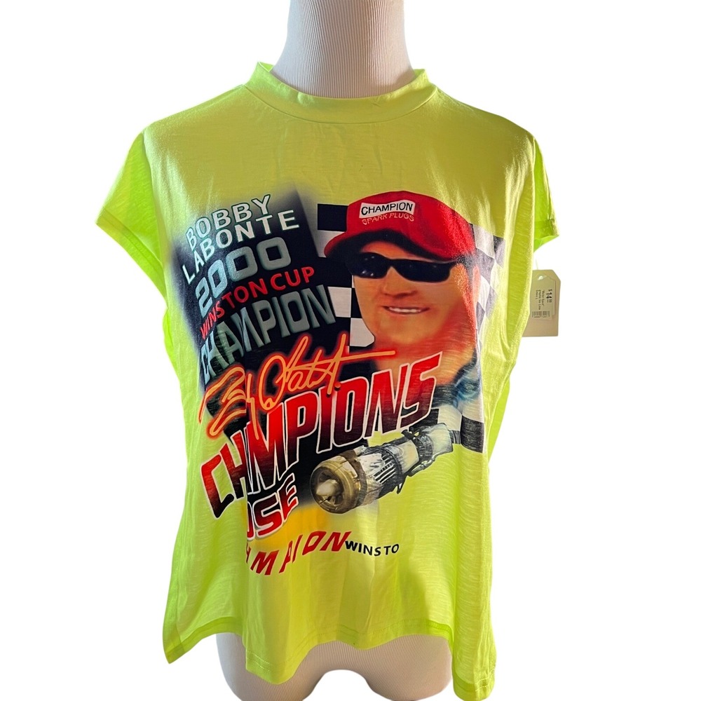 Bobby Labonte 2000 Winston Cup Large Neon Green Open Sides Sleeveless Crop Top